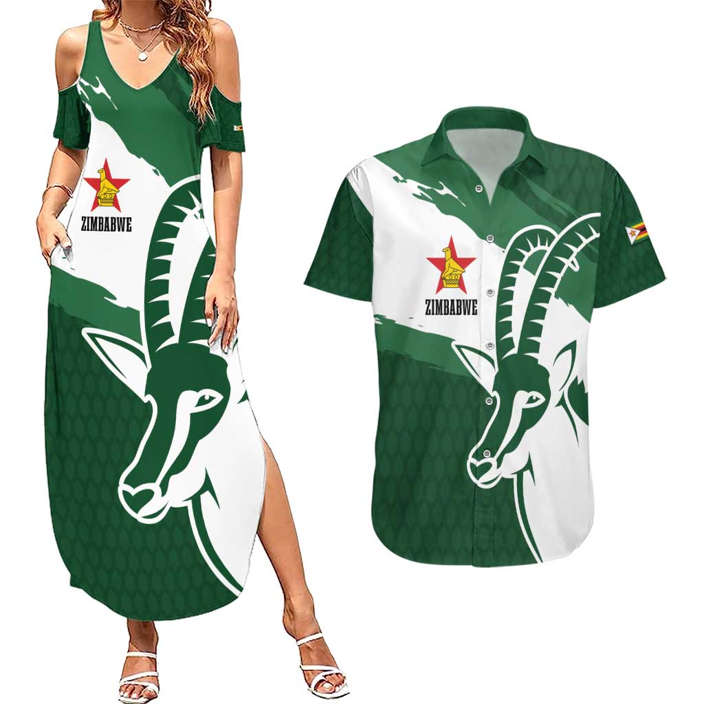 Zimbabwe Rugby Personalized Grunge Couples Matching Summer Maxi Dress and Hawaiian Shirt GO Sables - Wonder Print Shop