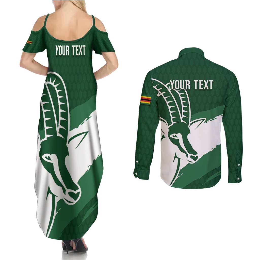Zimbabwe Rugby Personalized Grunge Couples Matching Summer Maxi Dress and Long Sleeve Button Shirt GO Sables - Wonder Print Shop
