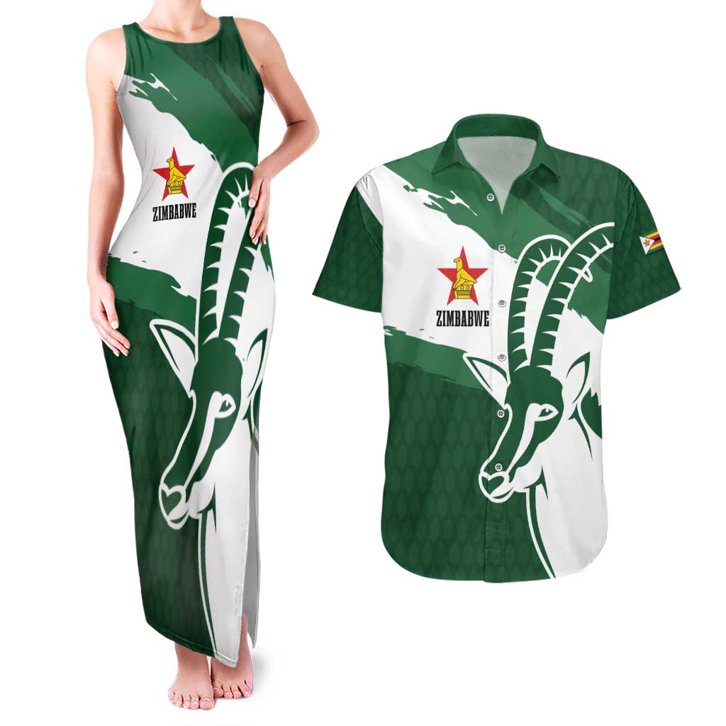 Zimbabwe Rugby Personalized Grunge Couples Matching Tank Maxi Dress and Hawaiian Shirt GO Sables - Wonder Print Shop