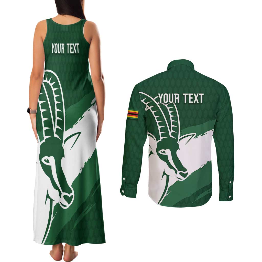 Zimbabwe Rugby Personalized Grunge Couples Matching Tank Maxi Dress and Long Sleeve Button Shirt GO Sables - Wonder Print Shop