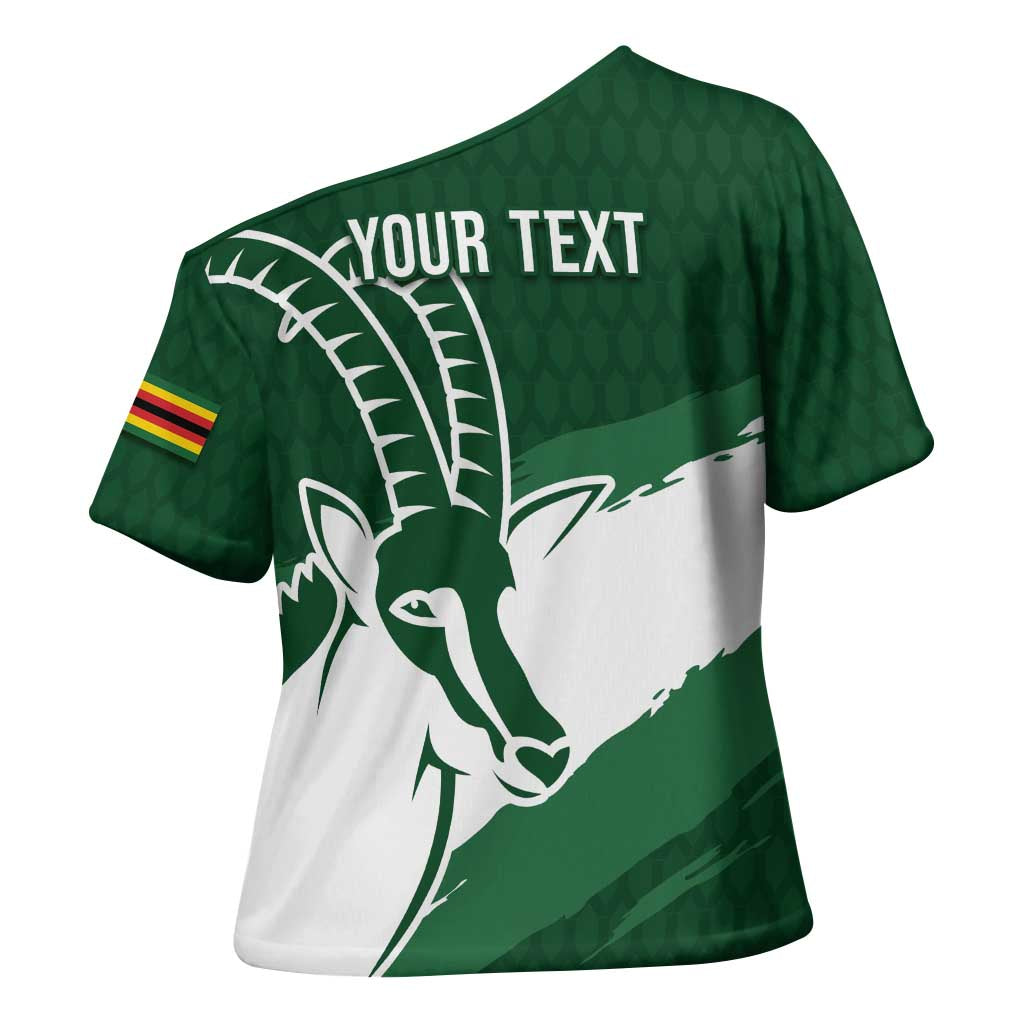 Zimbabwe Rugby Personalized Grunge Cross Shoulder Shirt GO Sables - Wonder Print Shop
