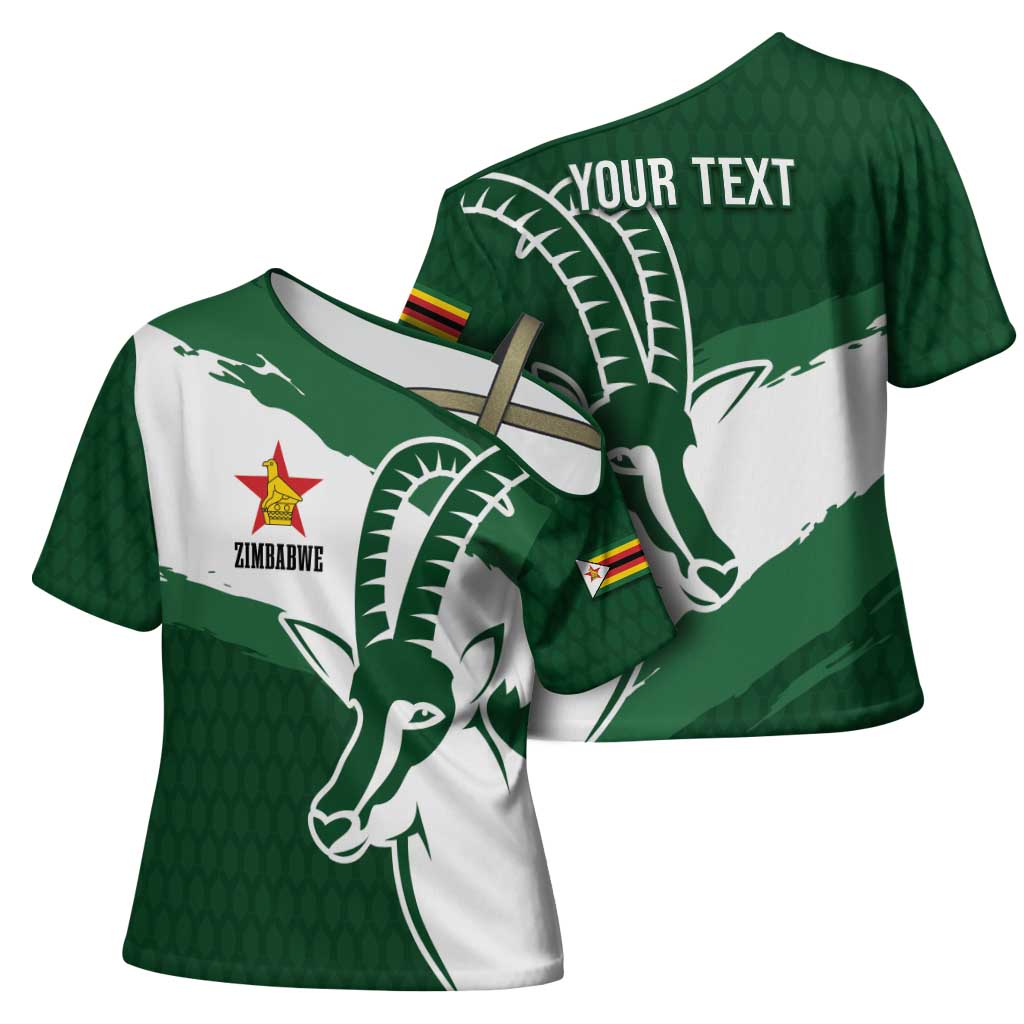 Zimbabwe Rugby Personalized Grunge Cross Shoulder Shirt GO Sables - Wonder Print Shop