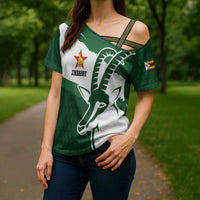 Zimbabwe Rugby Personalized Grunge Cross Shoulder Shirt GO Sables - Wonder Print Shop