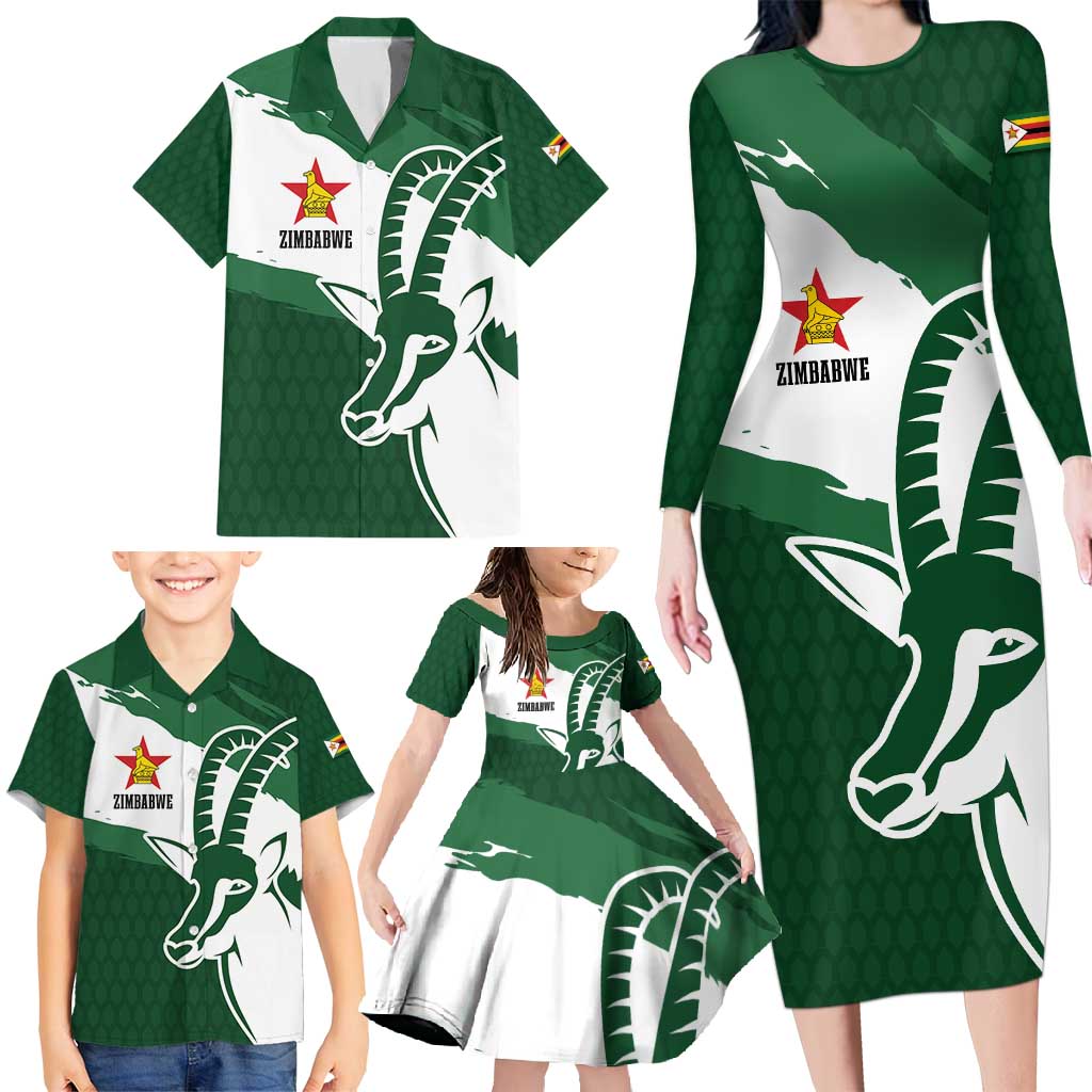 Zimbabwe Rugby Personalized Grunge Family Matching Long Sleeve Bodycon Dress and Hawaiian Shirt GO Sables - Wonder Print Shop