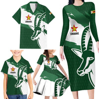 Zimbabwe Rugby Personalized Grunge Family Matching Long Sleeve Bodycon Dress and Hawaiian Shirt GO Sables - Wonder Print Shop