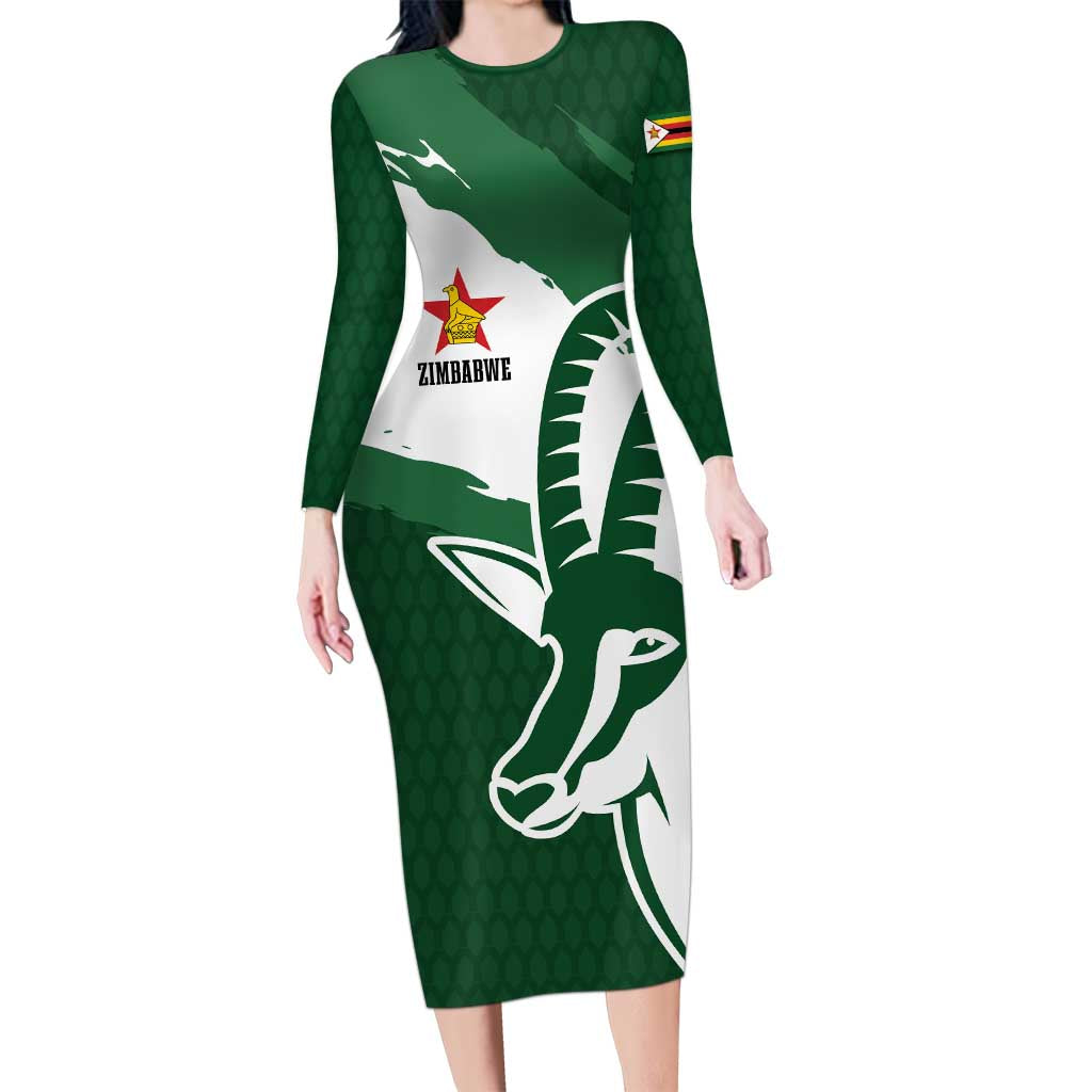 Zimbabwe Rugby Personalized Grunge Family Matching Long Sleeve Bodycon Dress and Hawaiian Shirt GO Sables - Wonder Print Shop
