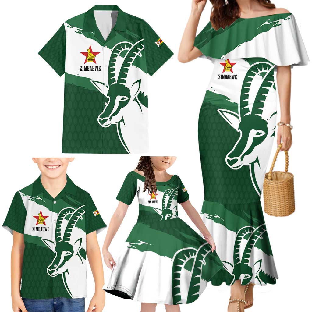 Zimbabwe Rugby Personalized Grunge Family Matching Mermaid Dress and Hawaiian Shirt GO Sables - Wonder Print Shop