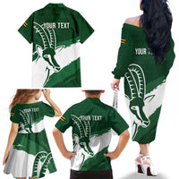 Zimbabwe Rugby Personalized Grunge Family Matching Off The Shoulder Long Sleeve Dress and Hawaiian Shirt GO Sables - Wonder Print Shop