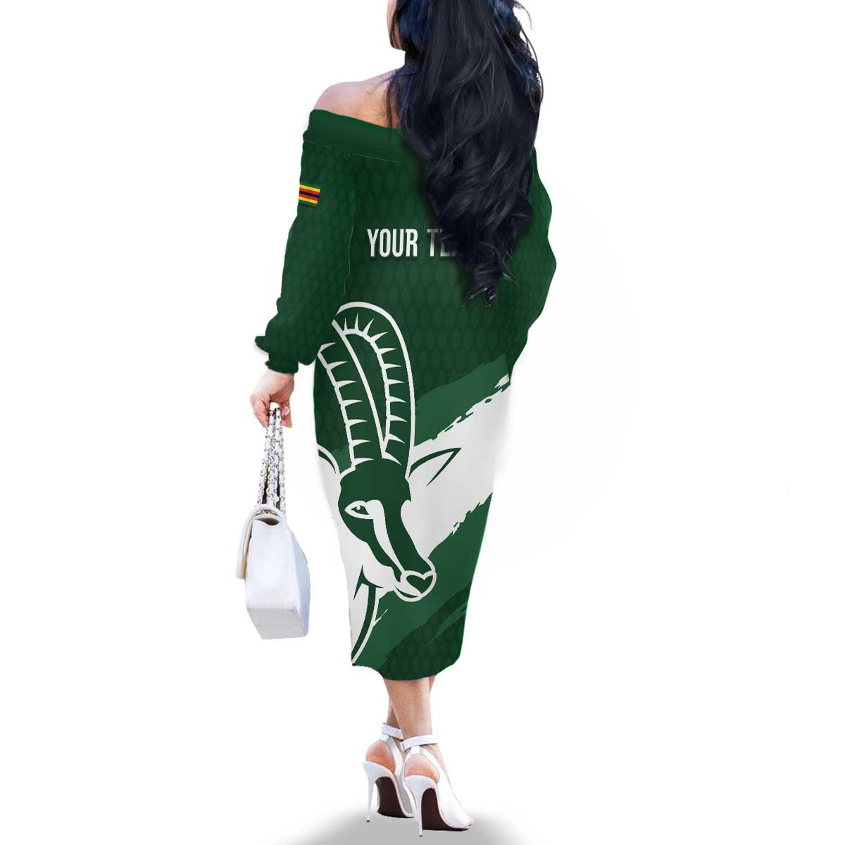 Zimbabwe Rugby Personalized Grunge Family Matching Off The Shoulder Long Sleeve Dress and Hawaiian Shirt GO Sables - Wonder Print Shop