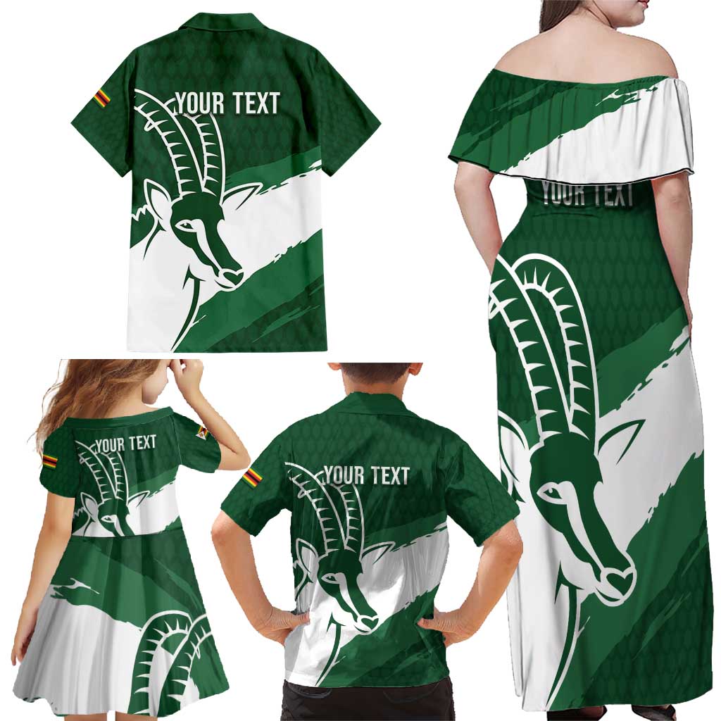 Zimbabwe Rugby Personalized Grunge Family Matching Off Shoulder Maxi Dress and Hawaiian Shirt GO Sables - Wonder Print Shop