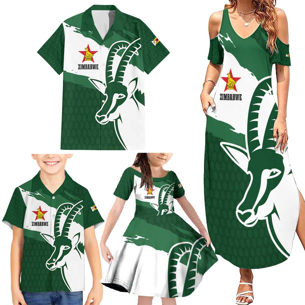 Zimbabwe Rugby Personalized Grunge Family Matching Summer Maxi Dress and Hawaiian Shirt GO Sables - Wonder Print Shop