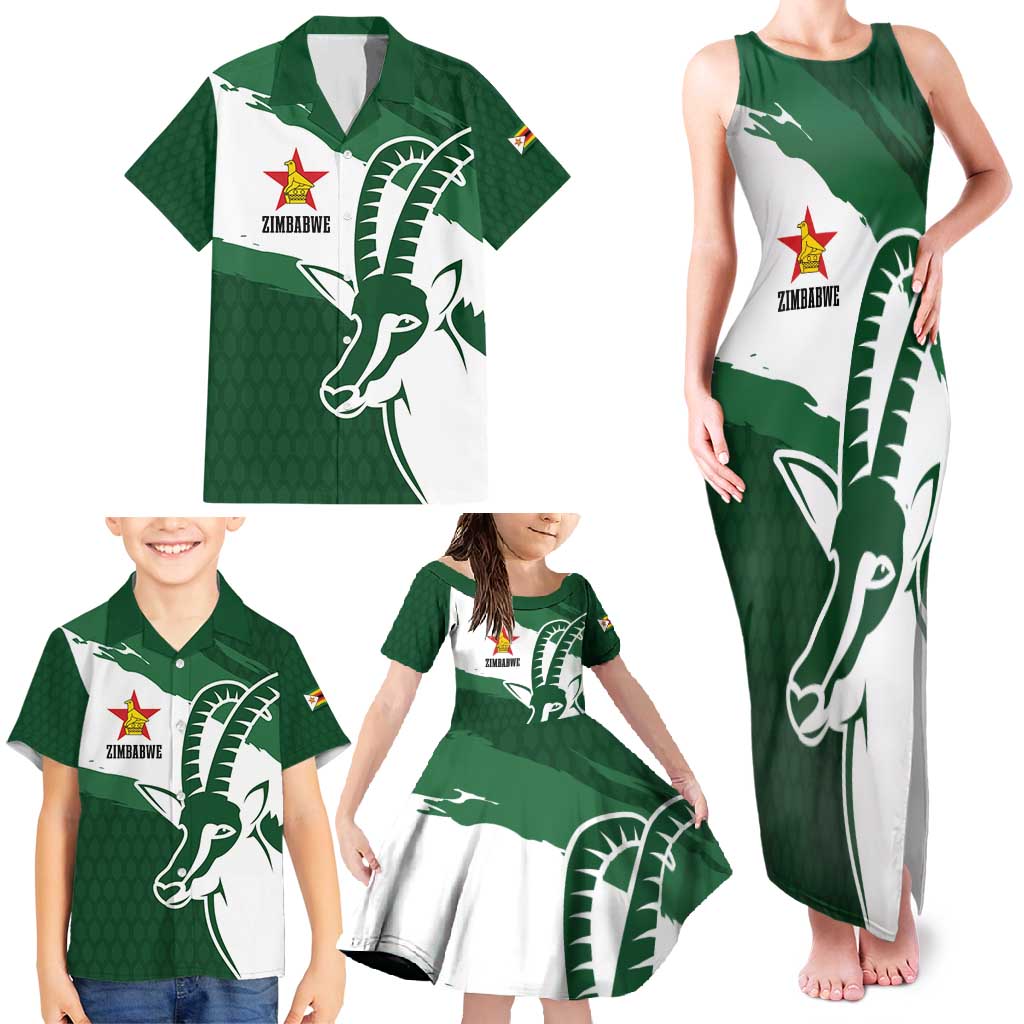 Zimbabwe Rugby Personalized Grunge Family Matching Tank Maxi Dress and Hawaiian Shirt GO Sables - Wonder Print Shop