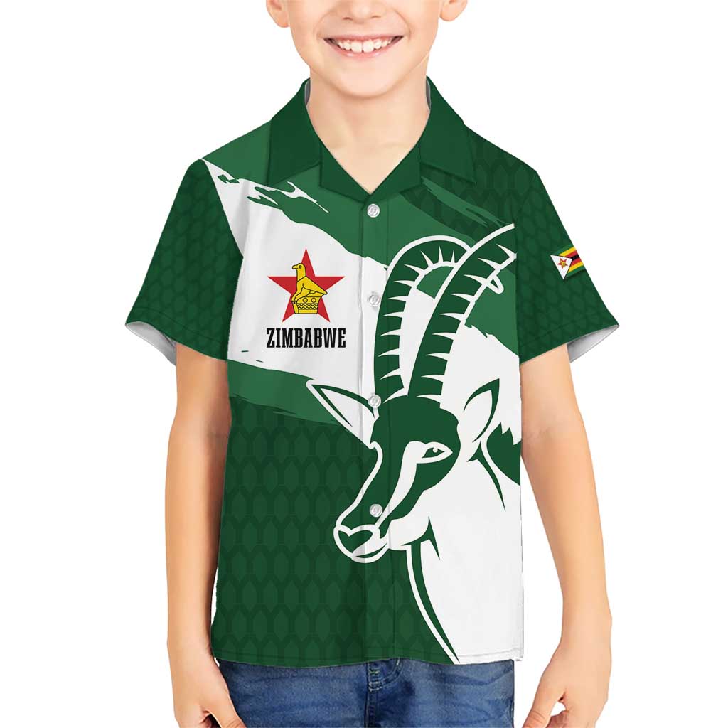 Zimbabwe Rugby Personalized Grunge Kid Hawaiian Shirt GO Sables - Wonder Print Shop