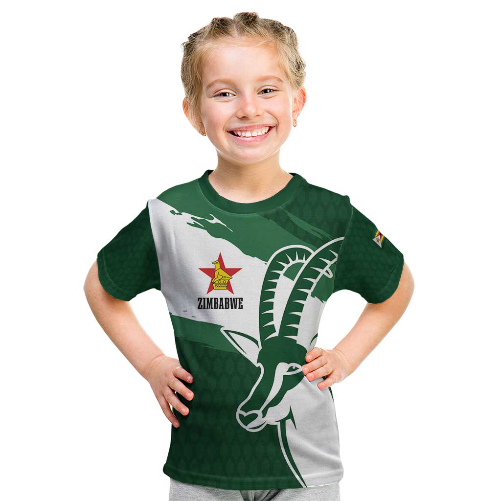 Zimbabwe Rugby Personalized Grunge Kid T Shirt GO Sables - Wonder Print Shop
