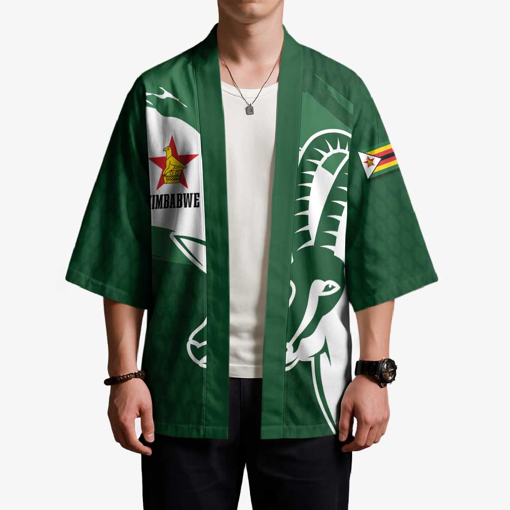 Zimbabwe Rugby Personalized Grunge Kimono GO Sables - Wonder Print Shop