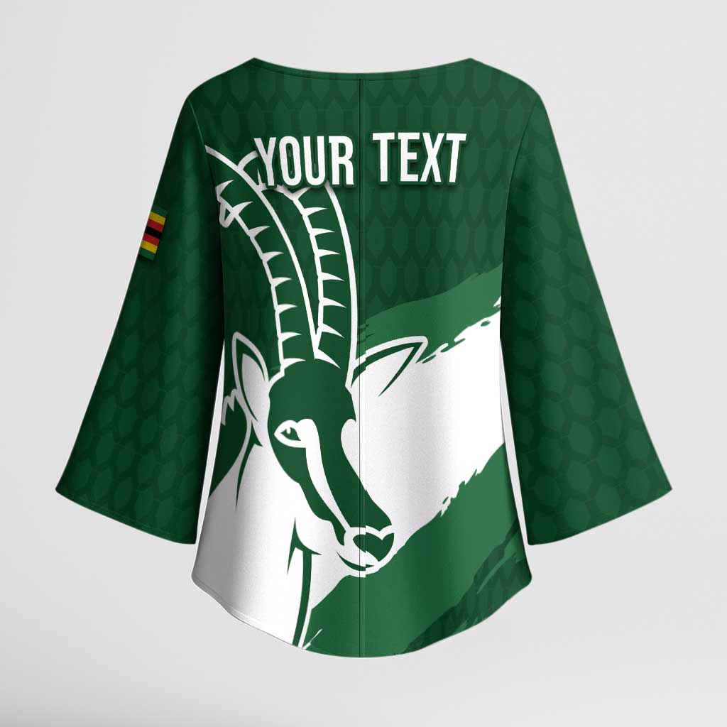 Zimbabwe Rugby Personalized Grunge Kimono Sleeve Blouse GO Sables - Wonder Print Shop