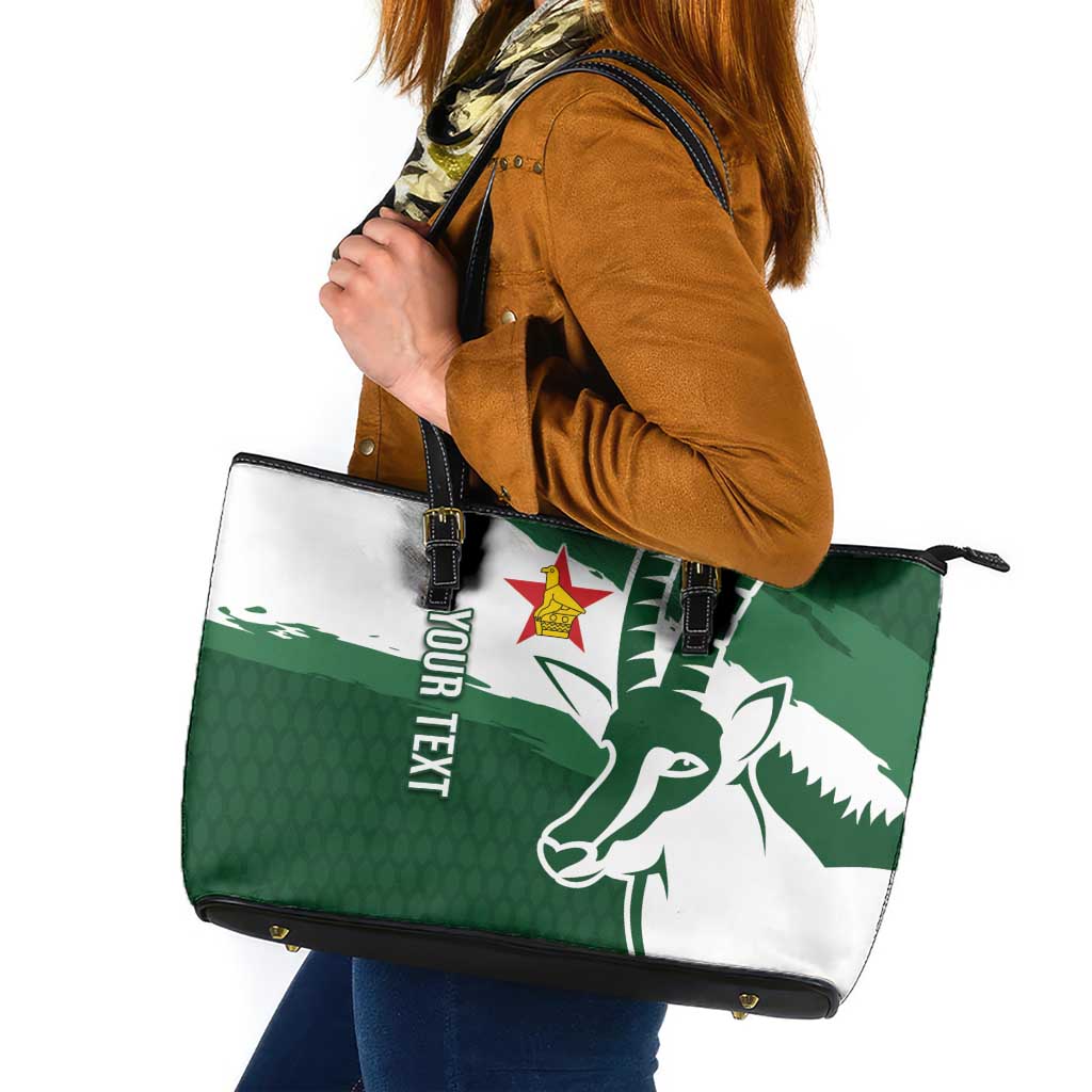 Zimbabwe Rugby Personalized Grunge Leather Tote Bag GO Sables - Wonder Print Shop