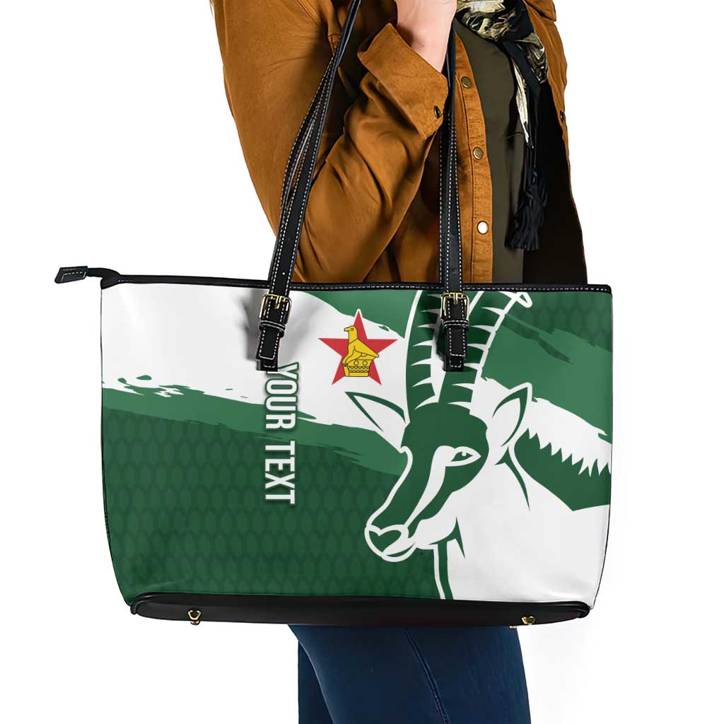 Zimbabwe Rugby Personalized Grunge Leather Tote Bag GO Sables - Wonder Print Shop