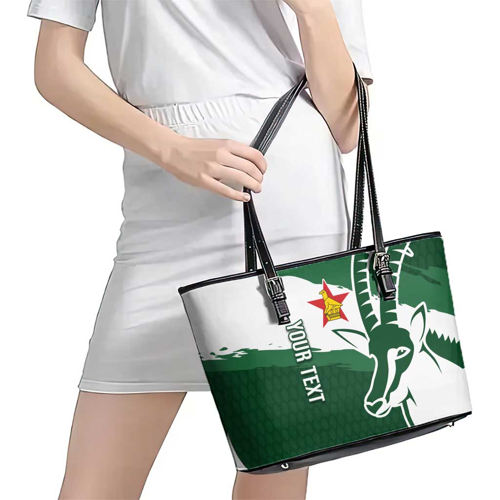 Zimbabwe Rugby Personalized Grunge Leather Tote Bag GO Sables - Wonder Print Shop