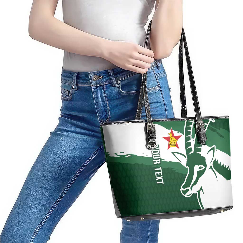 Zimbabwe Rugby Personalized Grunge Leather Tote Bag GO Sables - Wonder Print Shop