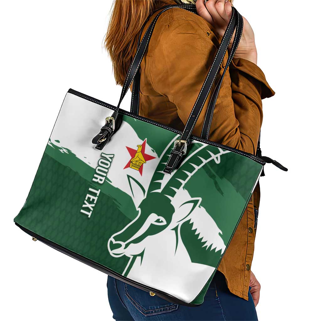 Zimbabwe Rugby Personalized Grunge Leather Tote Bag GO Sables - Wonder Print Shop