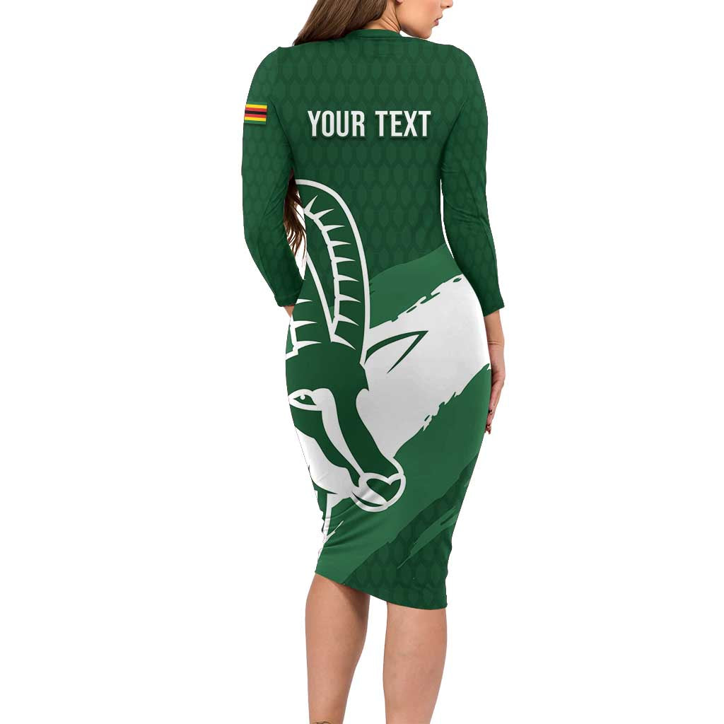 Zimbabwe Rugby Personalized Grunge Long Sleeve Bodycon Dress GO Sables - Wonder Print Shop