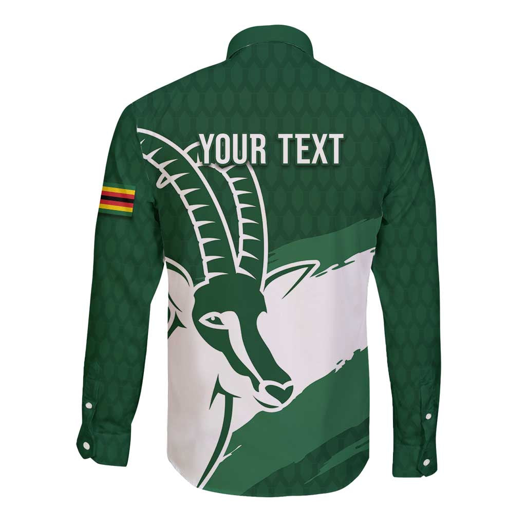 Zimbabwe Rugby Personalized Grunge Long Sleeve Button Shirt GO Sables - Wonder Print Shop