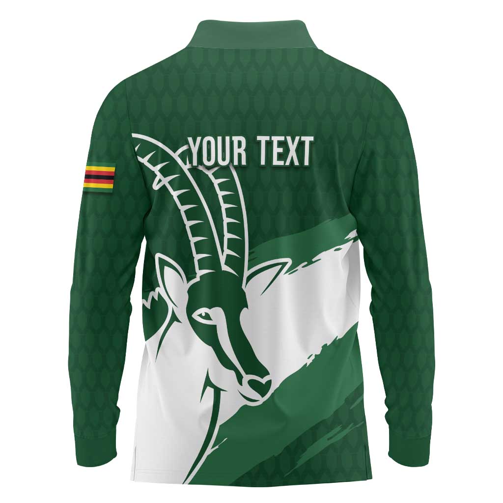 Zimbabwe Rugby Personalized Grunge Long Sleeve Polo Shirt GO Sables - Wonder Print Shop