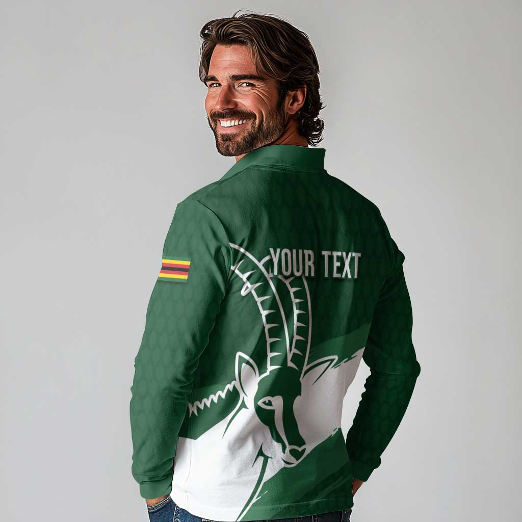 Zimbabwe Rugby Personalized Grunge Long Sleeve Polo Shirt GO Sables - Wonder Print Shop