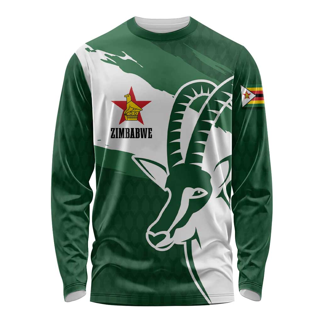 Zimbabwe Rugby Personalized Grunge Long Sleeve Shirt GO Sables - Wonder Print Shop
