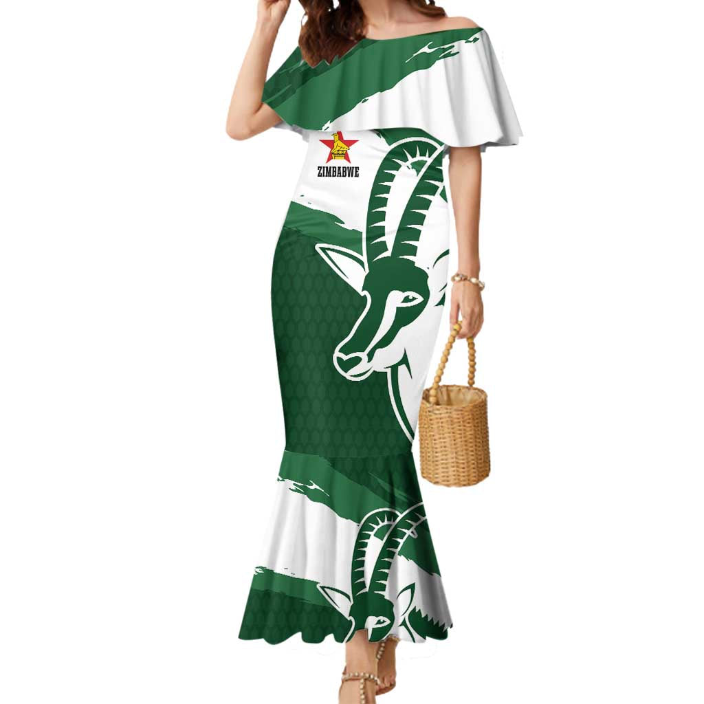 Zimbabwe Rugby Personalized Grunge Mermaid Dress GO Sables - Wonder Print Shop