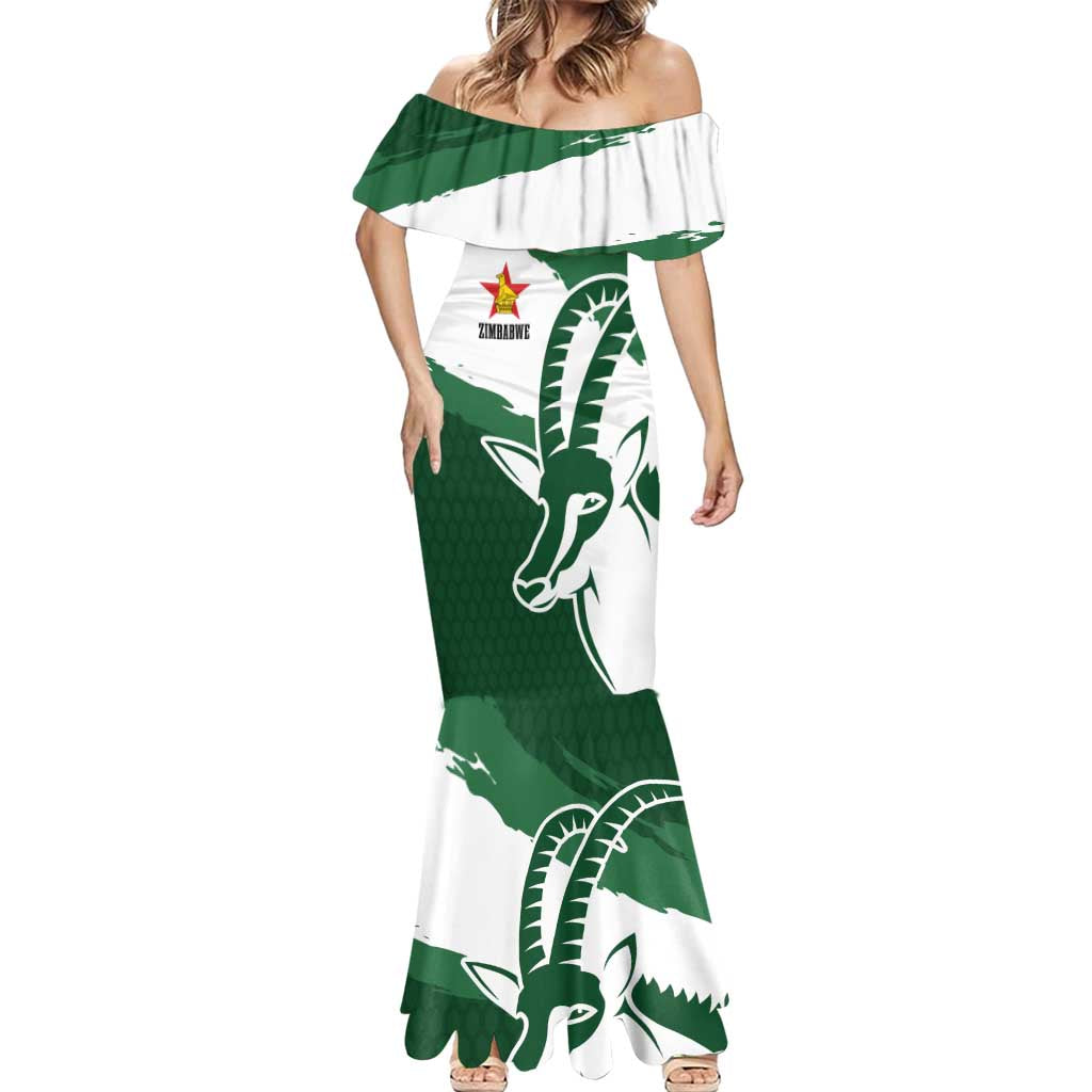 Zimbabwe Rugby Personalized Grunge Mermaid Dress GO Sables - Wonder Print Shop
