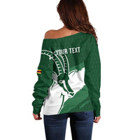 Zimbabwe Rugby Personalized Grunge Off Shoulder Sweater GO Sables - Wonder Print Shop