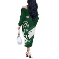 Zimbabwe Rugby Personalized Grunge Off The Shoulder Long Sleeve Dress GO Sables - Wonder Print Shop