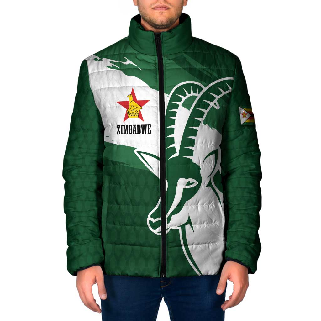 Zimbabwe Rugby Personalized Grunge Padded Jacket GO Sables - Wonder Print Shop