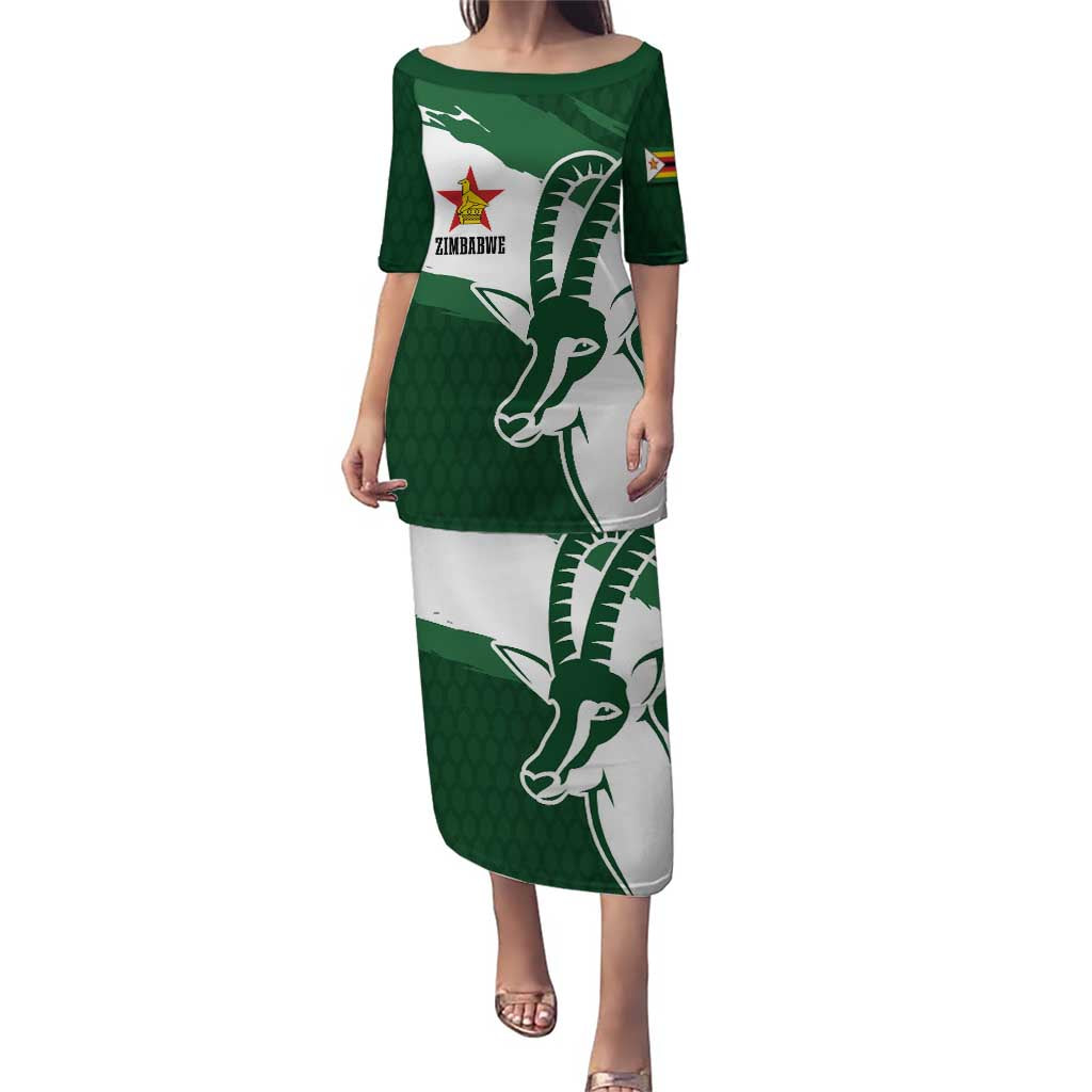 Zimbabwe Rugby Personalized Grunge Puletasi GO Sables - Wonder Print Shop