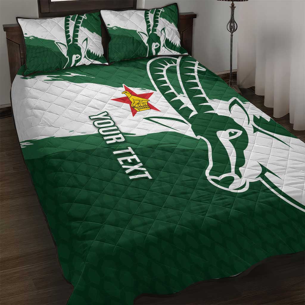 Zimbabwe Rugby Personalized Grunge Quilt Bed Set GO Sables - Wonder Print Shop