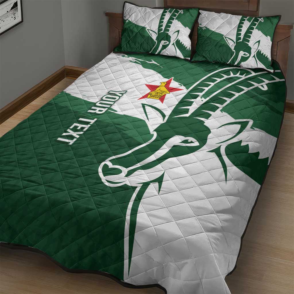 Zimbabwe Rugby Personalized Grunge Quilt Bed Set GO Sables - Wonder Print Shop