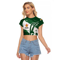 Zimbabwe Rugby Personalized Grunge Raglan Cropped T Shirt GO Sables - Wonder Print Shop