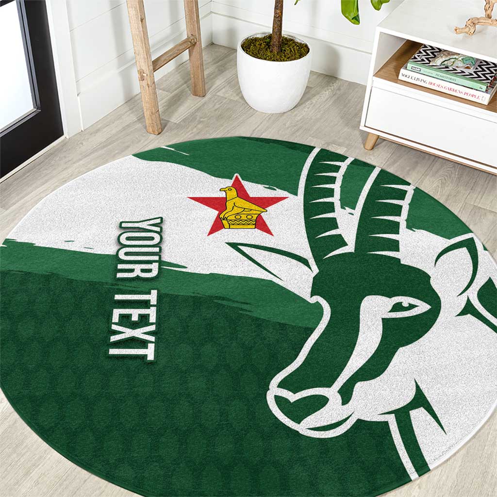 Zimbabwe Rugby Personalized Grunge Round Carpet GO Sables - Wonder Print Shop