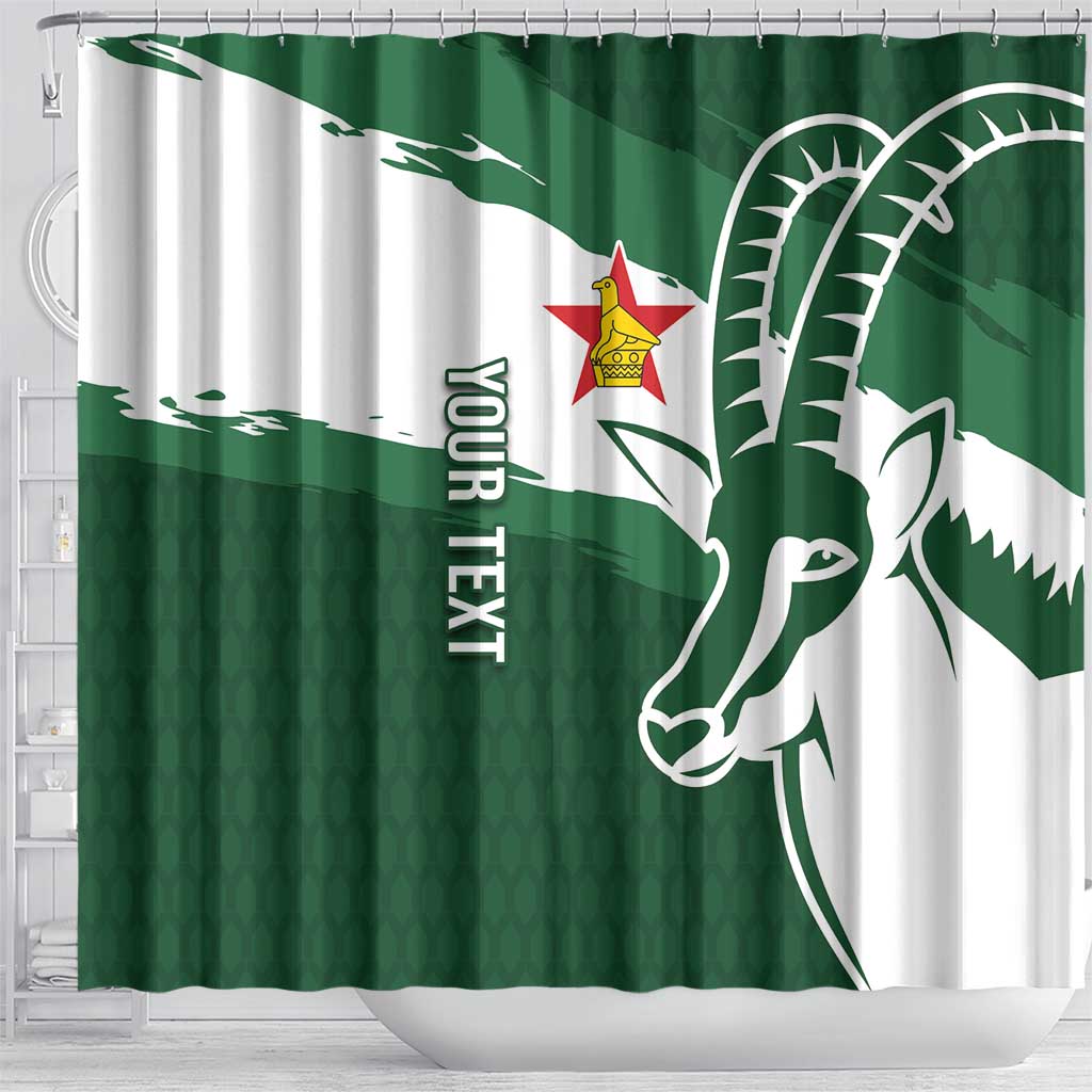 Zimbabwe Rugby Personalized Grunge Shower Curtain GO Sables - Wonder Print Shop
