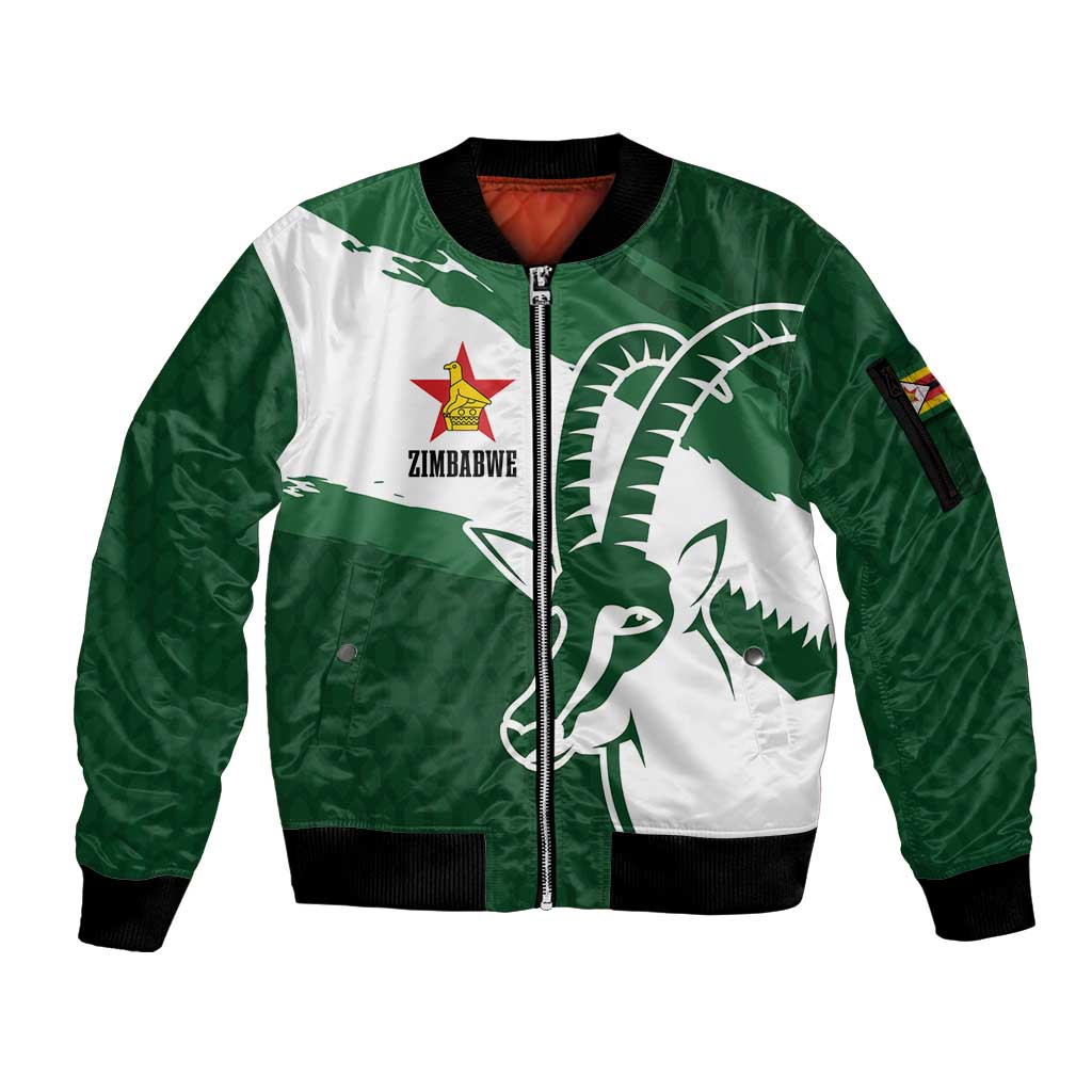 Zimbabwe Rugby Personalized Grunge Sleeve Zip Bomber Jacket GO Sables - Wonder Print Shop