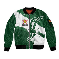 Zimbabwe Rugby Personalized Grunge Sleeve Zip Bomber Jacket GO Sables - Wonder Print Shop