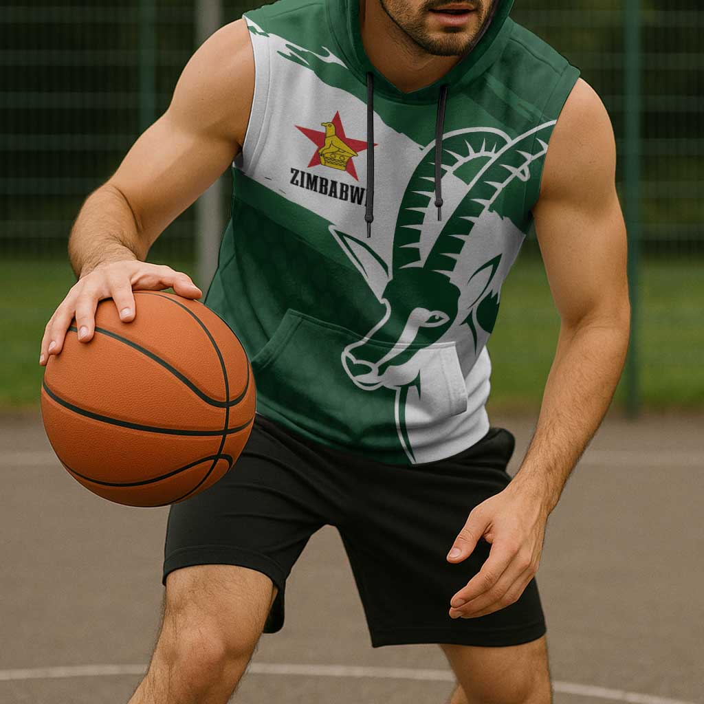 Zimbabwe Rugby Personalized Grunge Sleeveless Hoodie GO Sables - Wonder Print Shop