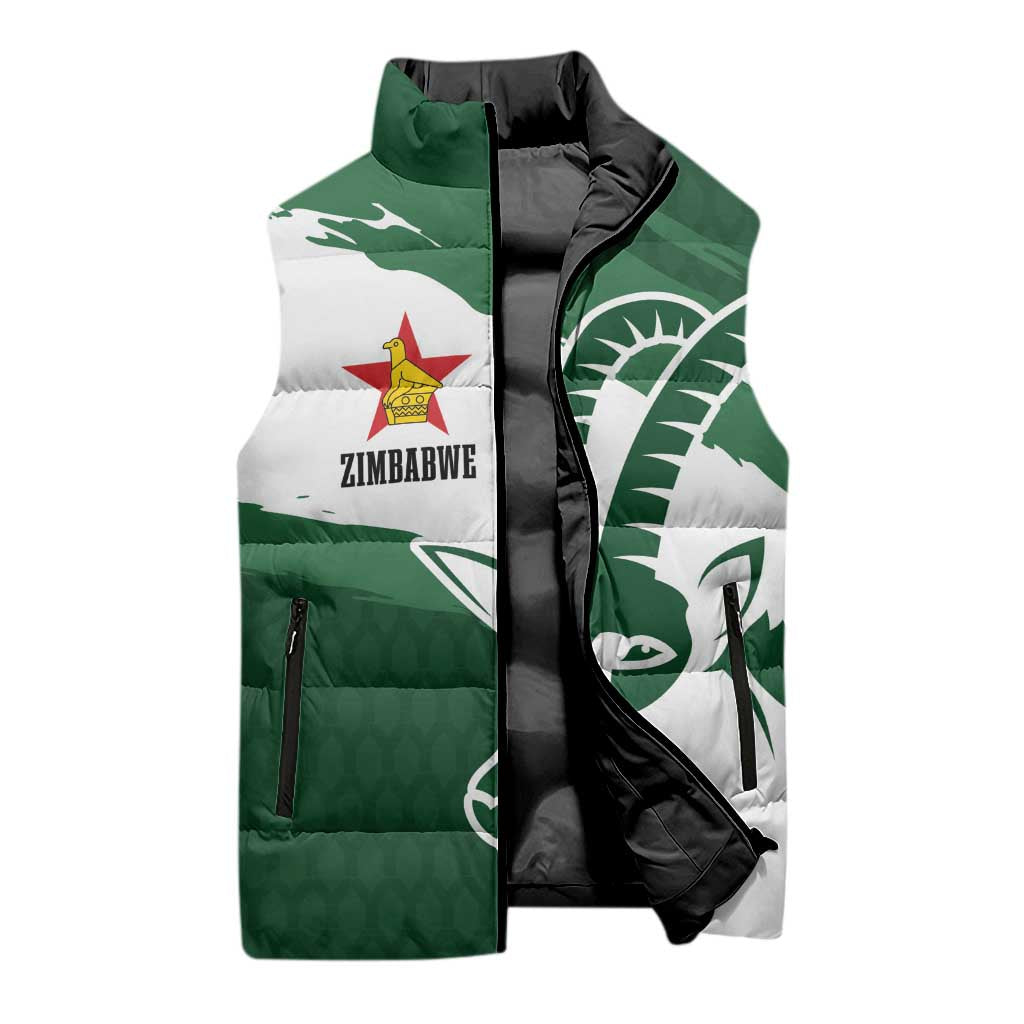 Zimbabwe Rugby Personalized Grunge Sleeveless Puffer Jacket GO Sables - Wonder Print Shop