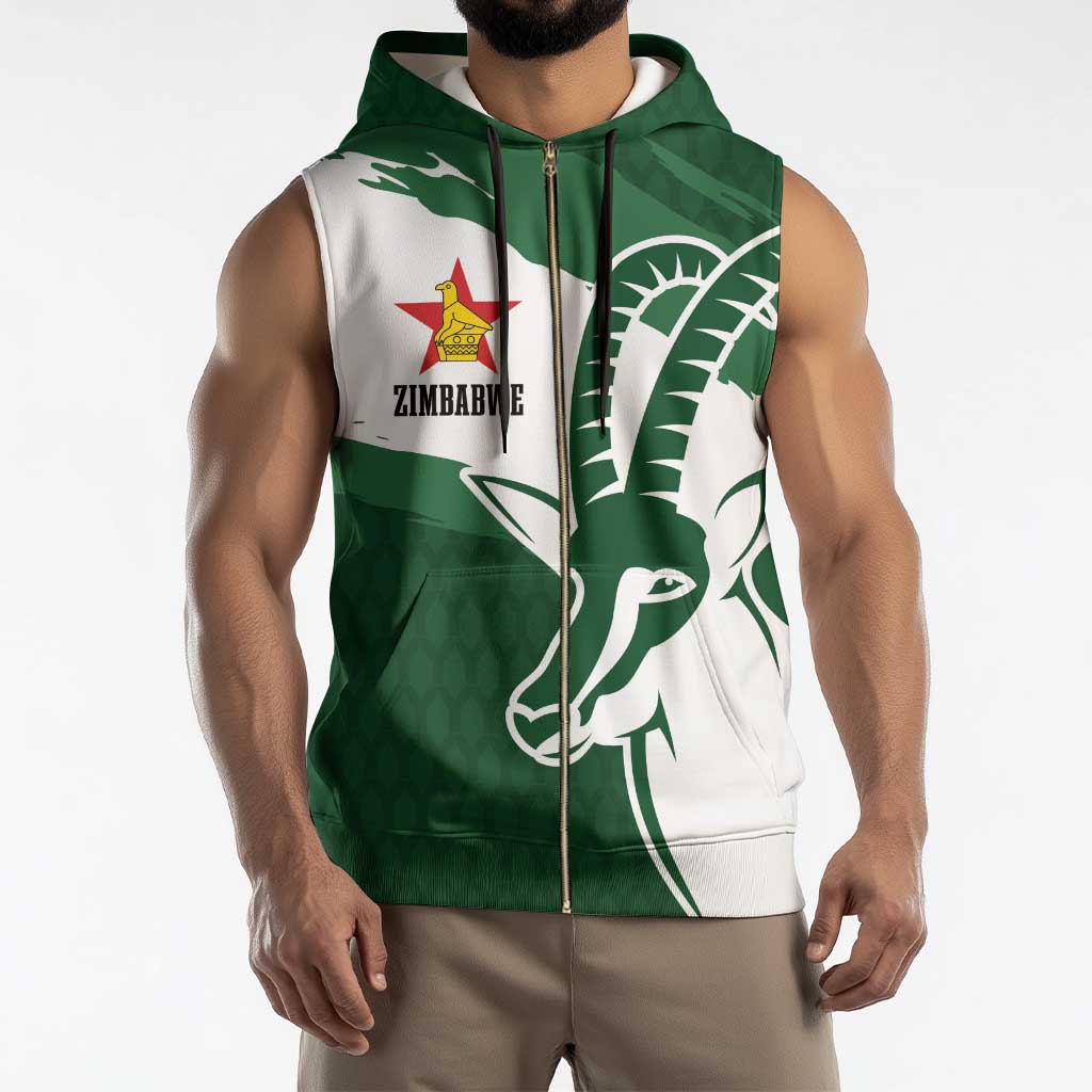 Zimbabwe Rugby Personalized Grunge Sleeveless Zip Hoodie GO Sables - Wonder Print Shop