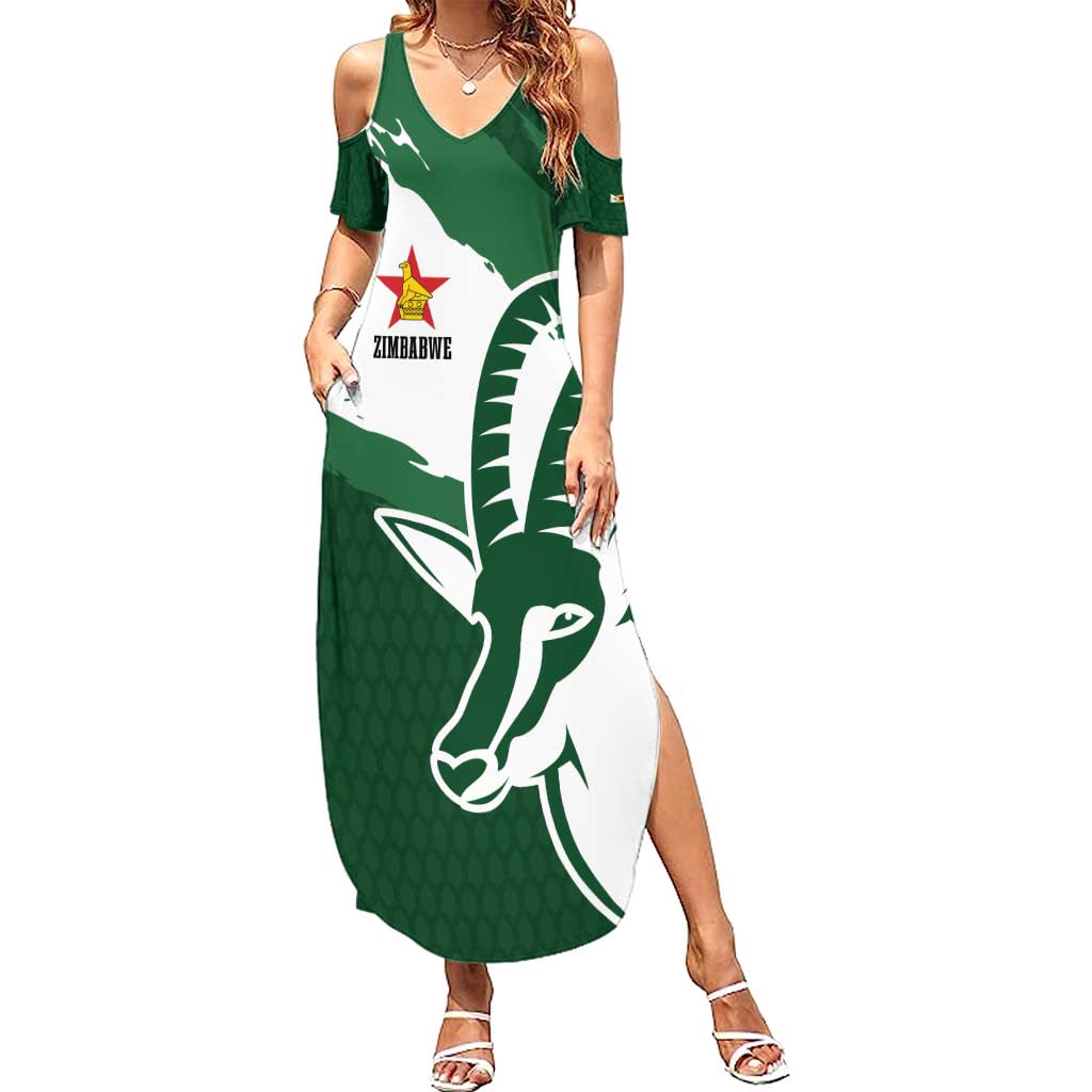 Zimbabwe Rugby Personalized Grunge Summer Maxi Dress GO Sables - Wonder Print Shop