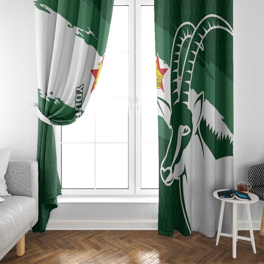 Zimbabwe Rugby Personalized Grunge Window Curtain GO Sables - Wonder Print Shop
