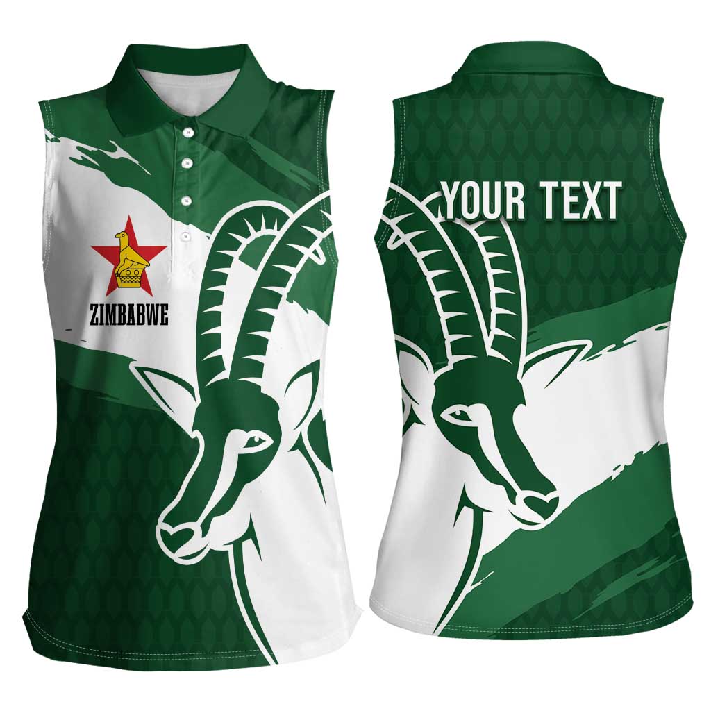 Zimbabwe Rugby Personalized Grunge Women Sleeveless Polo Shirt GO Sables - Wonder Print Shop