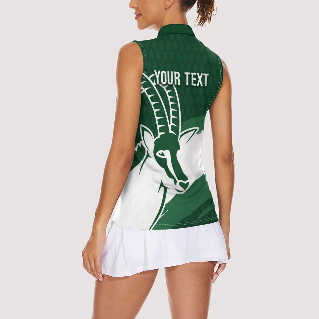 Zimbabwe Rugby Personalized Grunge Women Sleeveless Polo Shirt GO Sables - Wonder Print Shop
